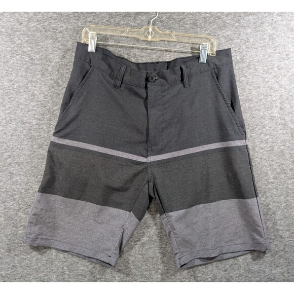 Academy Mens Grey and Black Shorts Zipper Pocket Detail Size 32 Casual, Travel - Picture 1 of 16